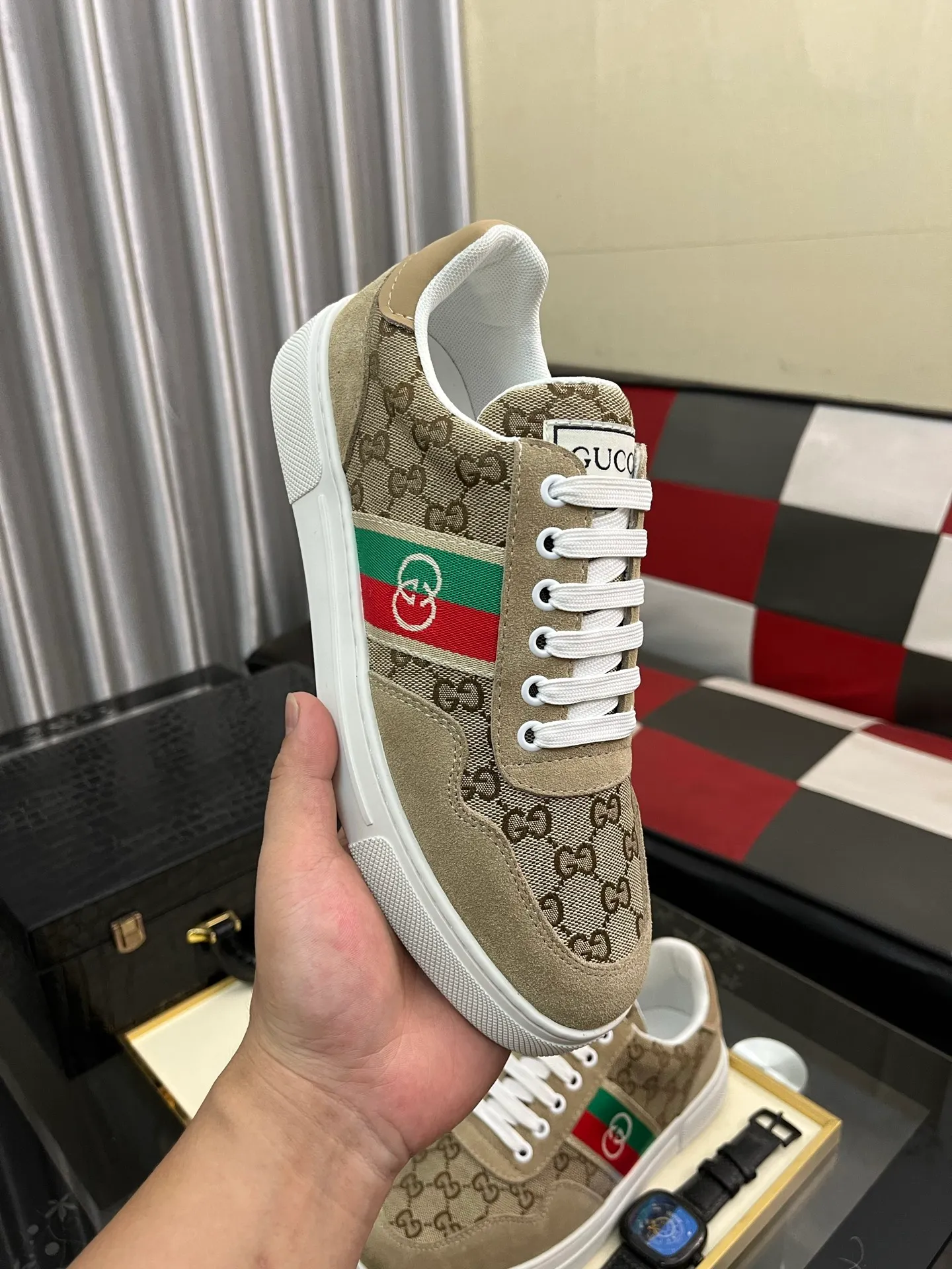 Men's shoes 💰440⌚️⌚️ (GUCCI) Men's casual shoes from Gucci's official website, the same style, the upper is made of cowhide with imported new brand elements Gucci, showing a good atmosphere, simple design, super versatile, 🐑 leather lining, air-cushion rubber outsole, size 38-443️⃣ colors available